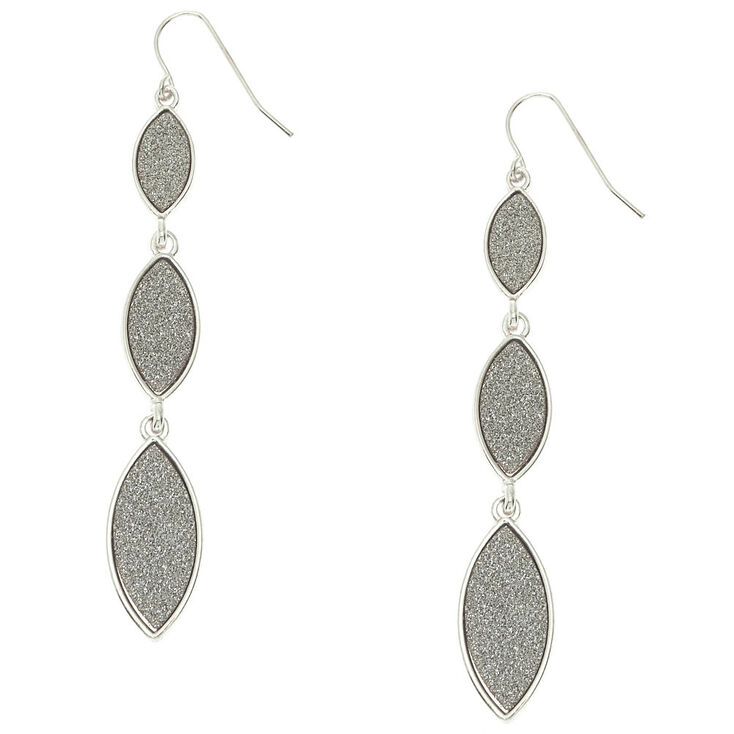 Silver Glitter Tiered Drop Earrings,