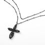 Filigree Cross Multi Strand Necklace - Black,