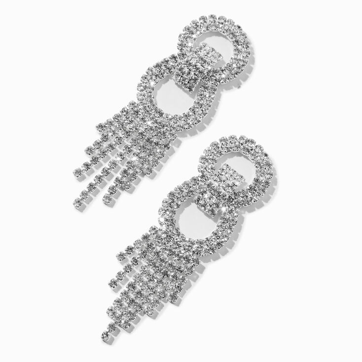 Crystal Figure Eight Waterfall 2.5&quot; Drop Earrings,