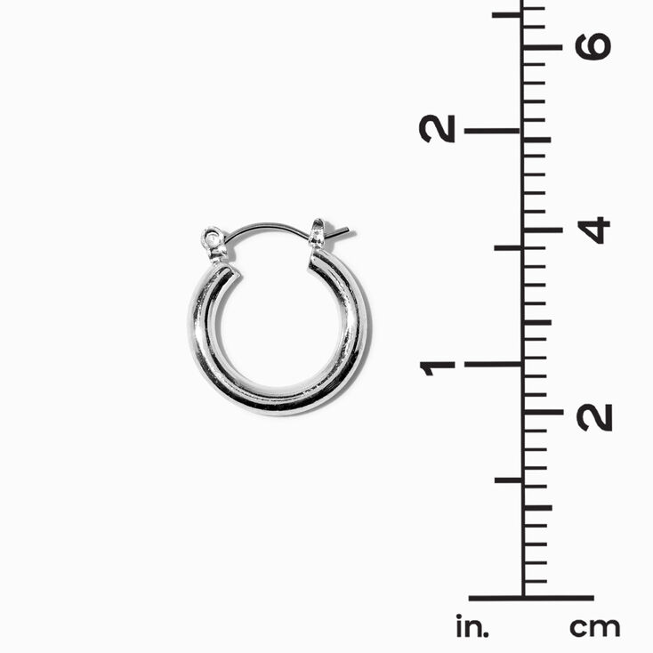 Silver Graduated Embellished Huggie Hoop Earring Stackables Set - 3 Pack,