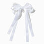 White Satin Pearl Long Tail Bow Hair Clip,
