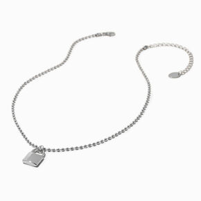 Silver-tone Padlock Pendant Necklace,