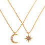 Gold Celestial Pendant Necklaces - 2 Pack,