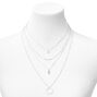 Silver O-Ring &amp; Spike Chain Multi Strand Necklace,