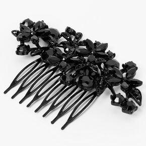 Black Flower Garden Rhinestone Hair Comb,