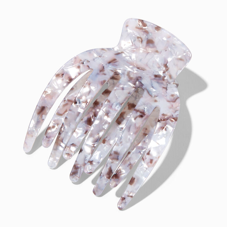 Pearlized Tortoiseshell Yoga Hair Claw - Silver,