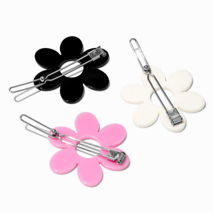 Retro Daisy Cutout Hair Barrettes - 3 Pack,