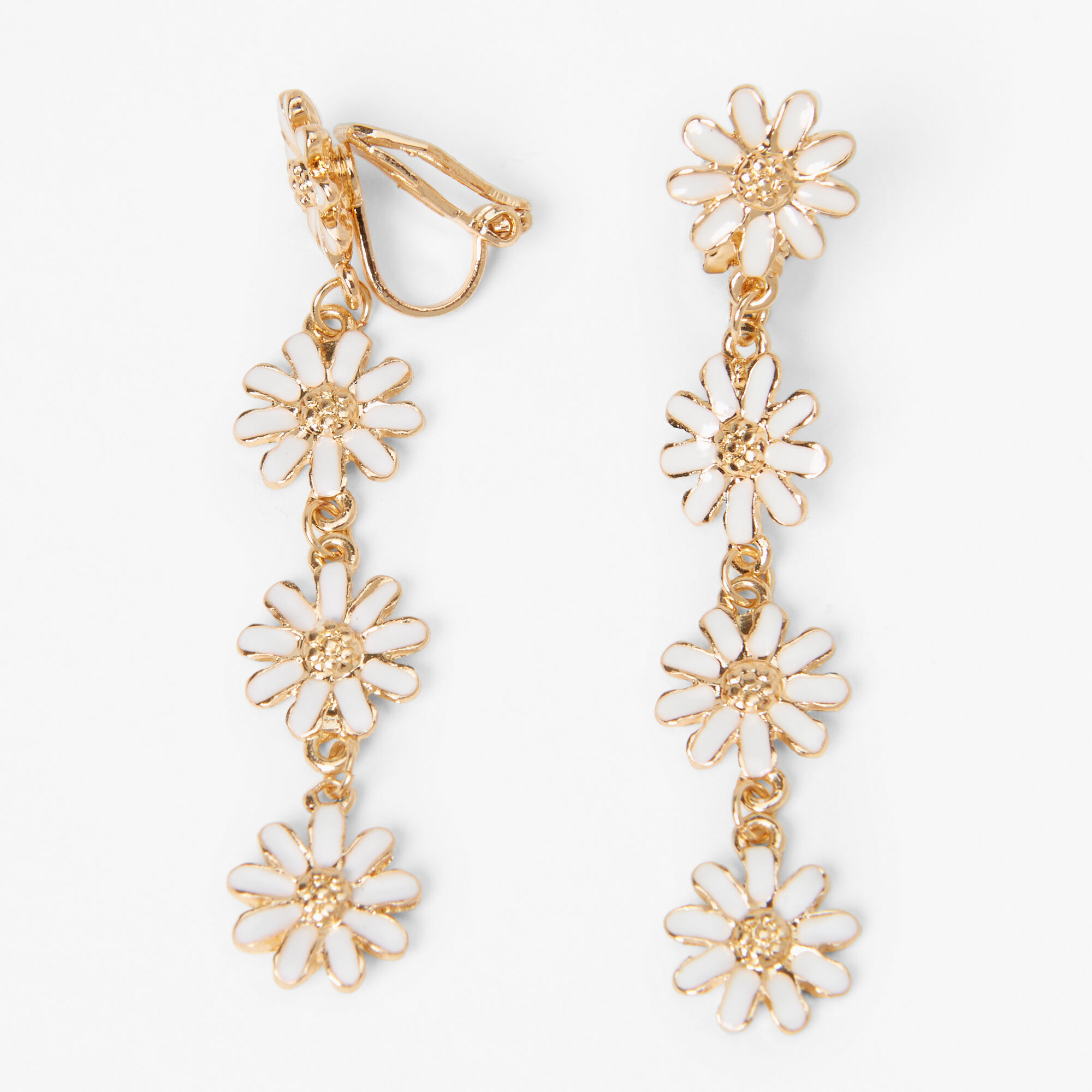 Flower clip on earrings deals