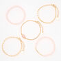 Gold &amp; Pink Beaded Bracelet Set - 5 Pack,