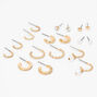 Gold Textured Geometric Earrings - 9 Pack,