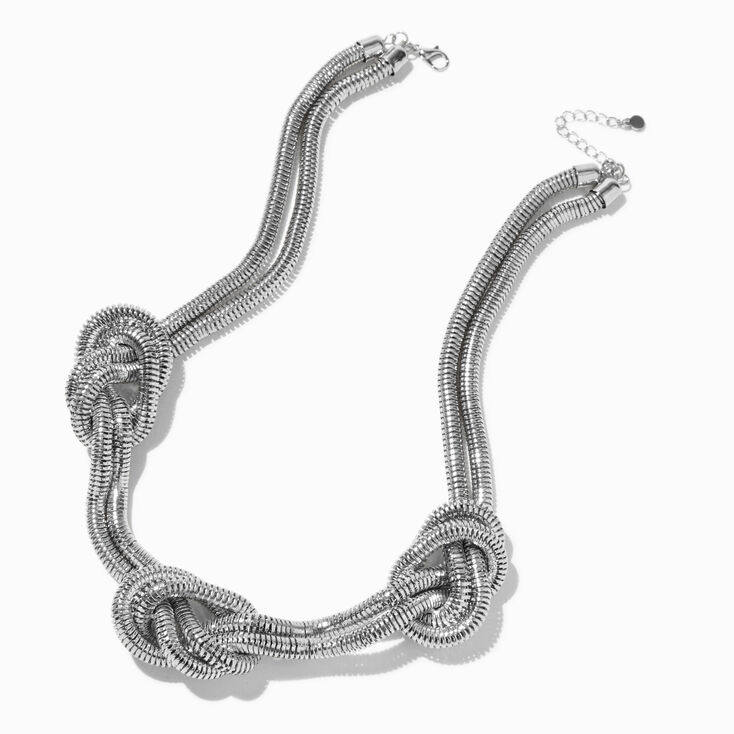 Silver-tone Knotted Collar Necklace ,