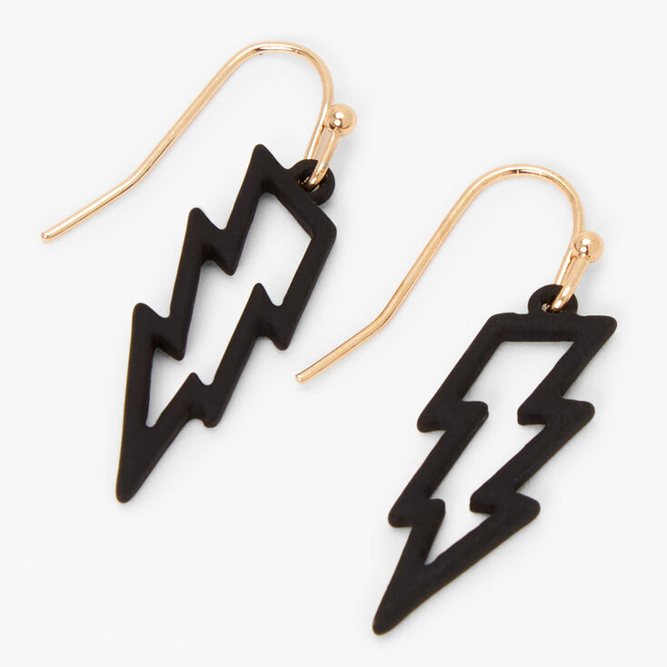 Matte Black 1&quot; Lightning Bolt Drop Earrings,