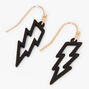 Matte Black 1&quot; Lightning Bolt Drop Earrings,