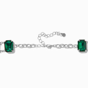 Emerald Green Gemstone &amp; Crystal Choker Necklace,