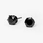 Black Titanium Cubic Zirconia Round Stud Earrings - 7MM,
