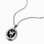 Burnished Silver Butterfly Black Locket Pendant Necklace,