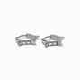 Silver Titanium 10MM Crystal Spike Huggie Hoop Earrings,