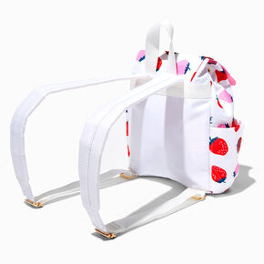 Strawberry Print Small Flap Backpack,