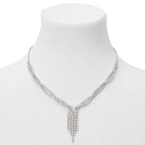Silver Twisted Fringe 16&quot; Necklace &amp; 3&quot; Drop Earrings Jewelry Set - 2 Pack,