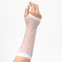 Rhinestone Fishnet Arm Warmers - White,