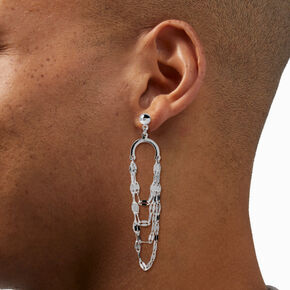 Silver-tone Tinsel Layered 3&quot; Drop Earrings ,