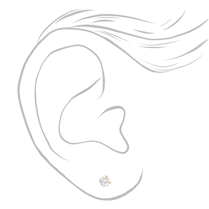 14kt Yellow Gold 4mm CZ Studs Ear Piercing Kit with Ear Care Solution,