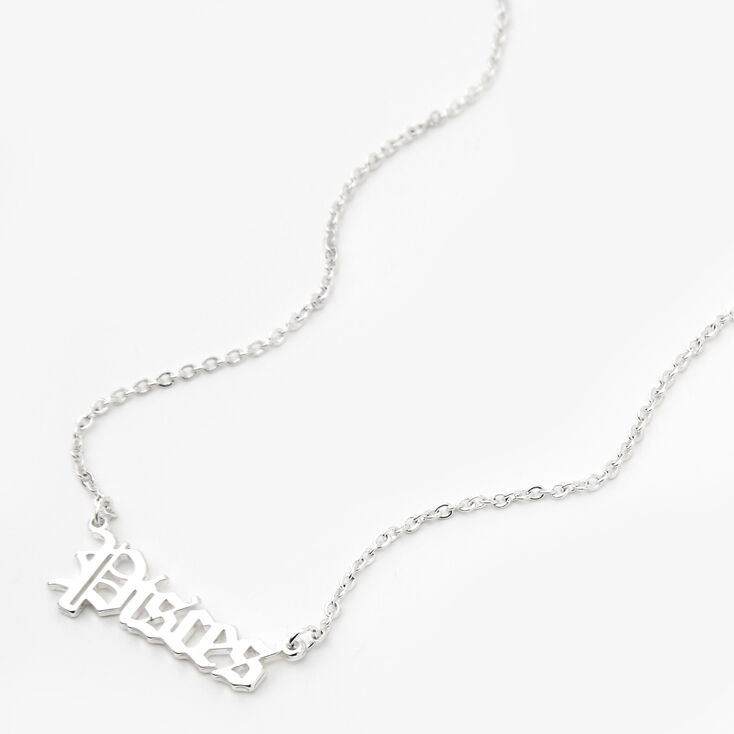 Silver Gothic Zodiac Pendant Necklace - Pisces,