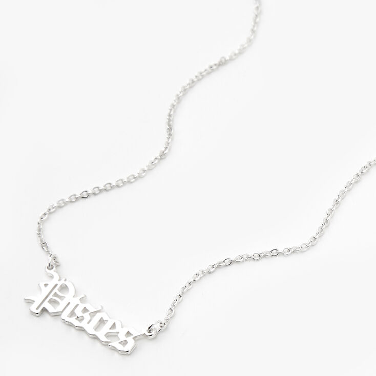 Silver Gothic Zodiac Pendant Necklace - Pisces,