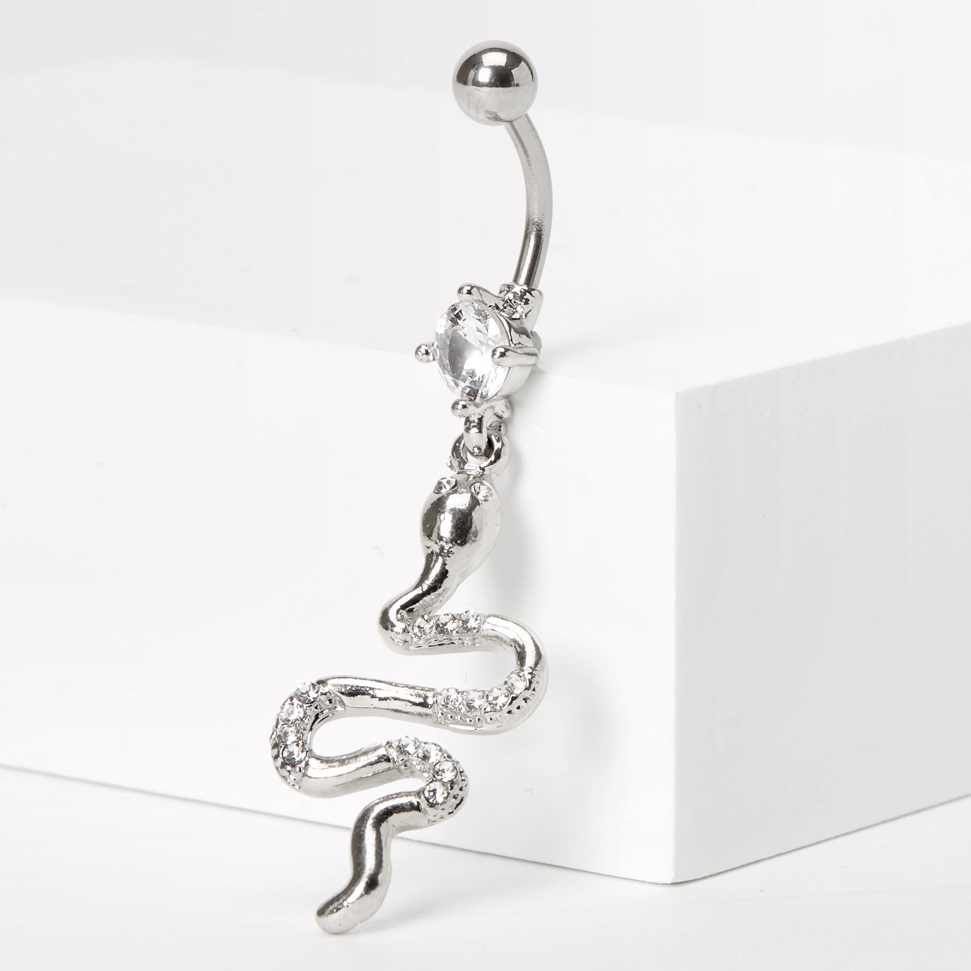 14G 10 mm Multi Jeweled Snake Dangling Belly Banana Piercing Jewellery 