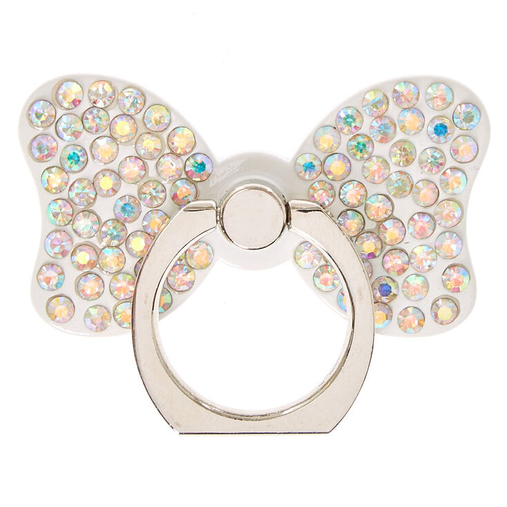 White Stone Studded Bow Ring Stand,