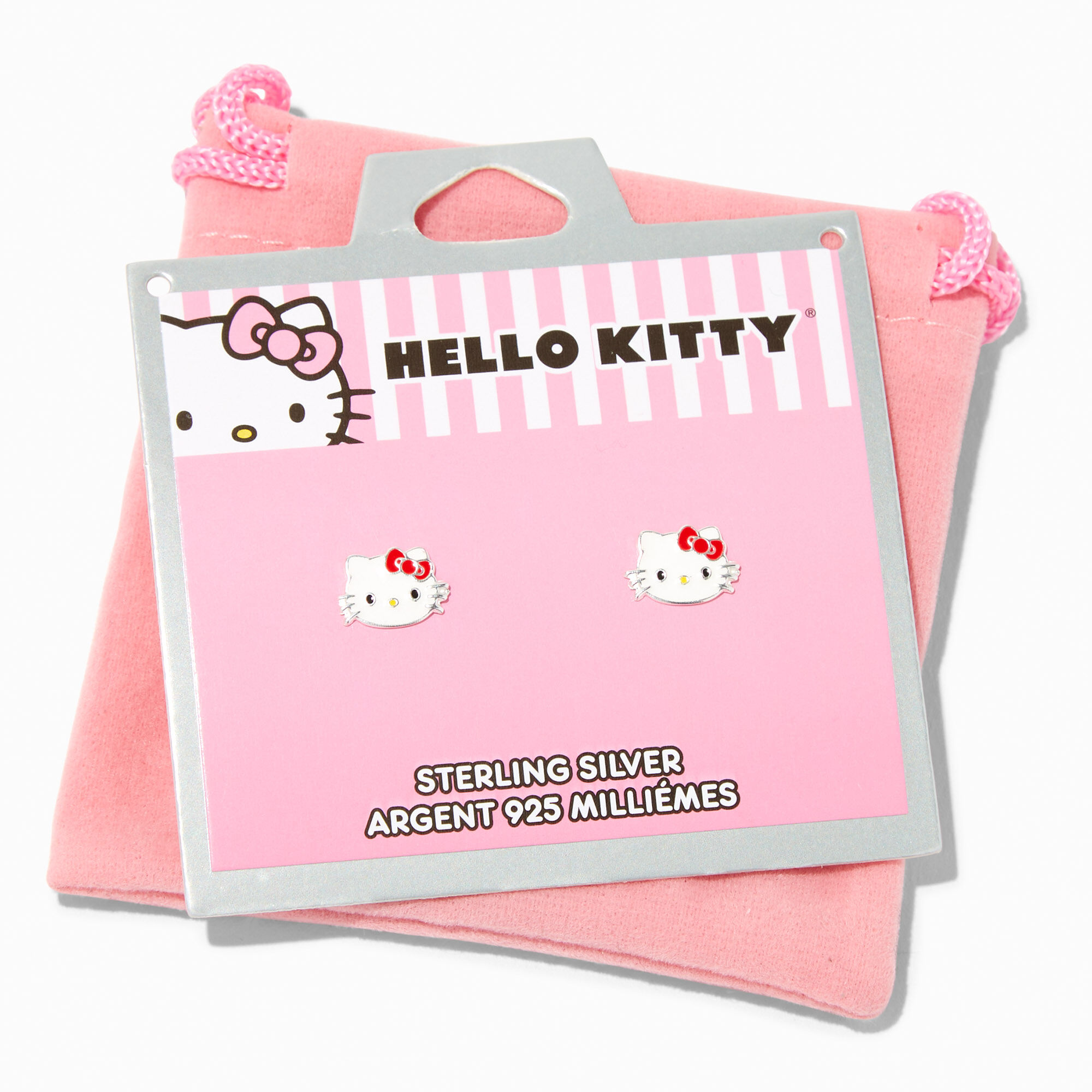 Sterling Silver Hello Kitty Enamel Stud Earrings Icing US