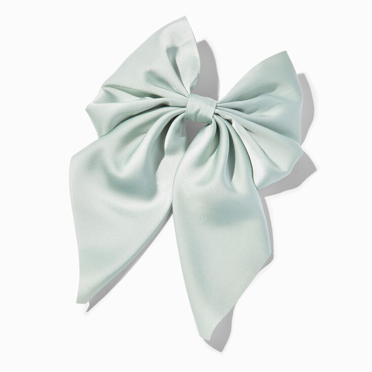 Seafoam Green Satin Bow Barrette Hair Clip,