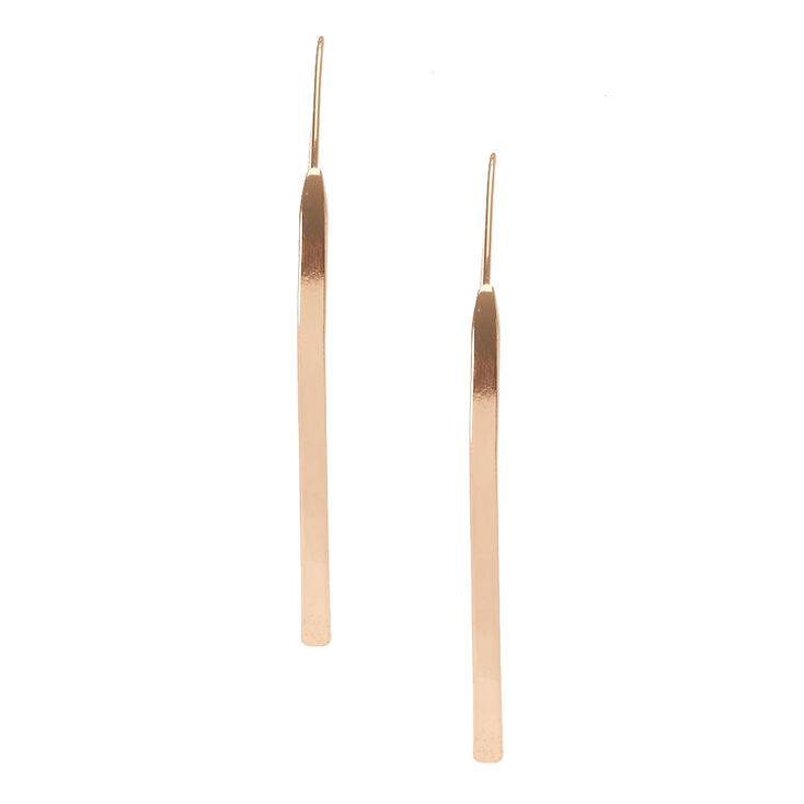 Gold Tone Curved Bar Drop Earrings,
