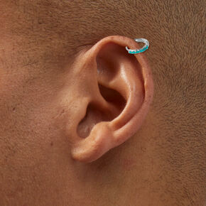 Sterling Silver 20G Cartilage Turquoise Clicker Hoop Earring,