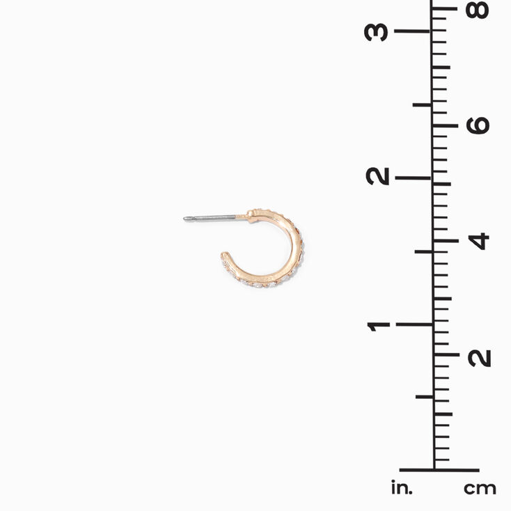 Gold Graduated Embellished Huggie Hoop Earring Stackables Set - 3 Pack,