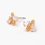 Gold Cubic Zirconia Bee Stud Earrings,