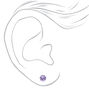 Sterling Silver Cubic Zirconia Round Stud Earrings - Purple, 5MM,