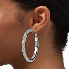 Silver-tone Rhinestone 60MM Hoop Earrings - 3 Pack,