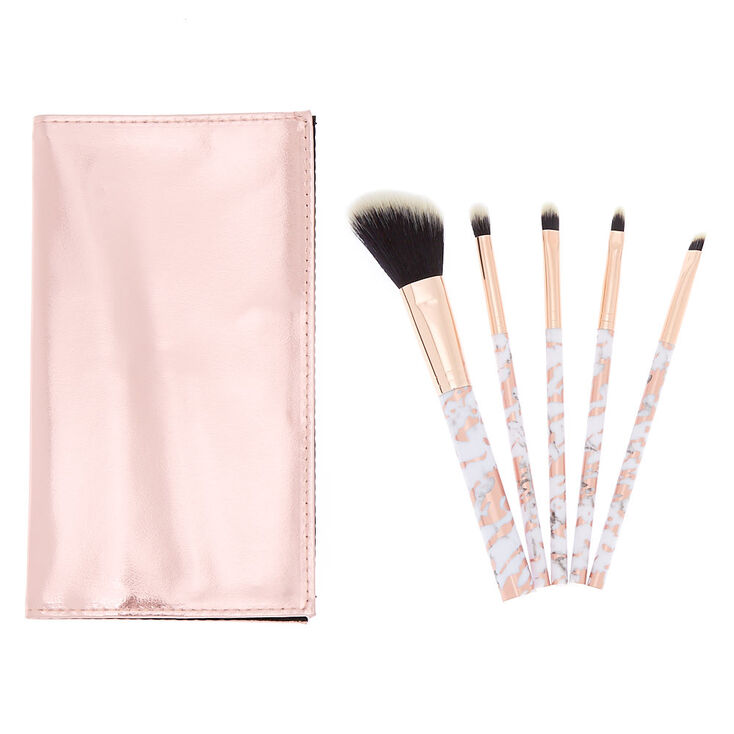 Marble Makeup Brush Set - Rose Gold, 5 Pack,