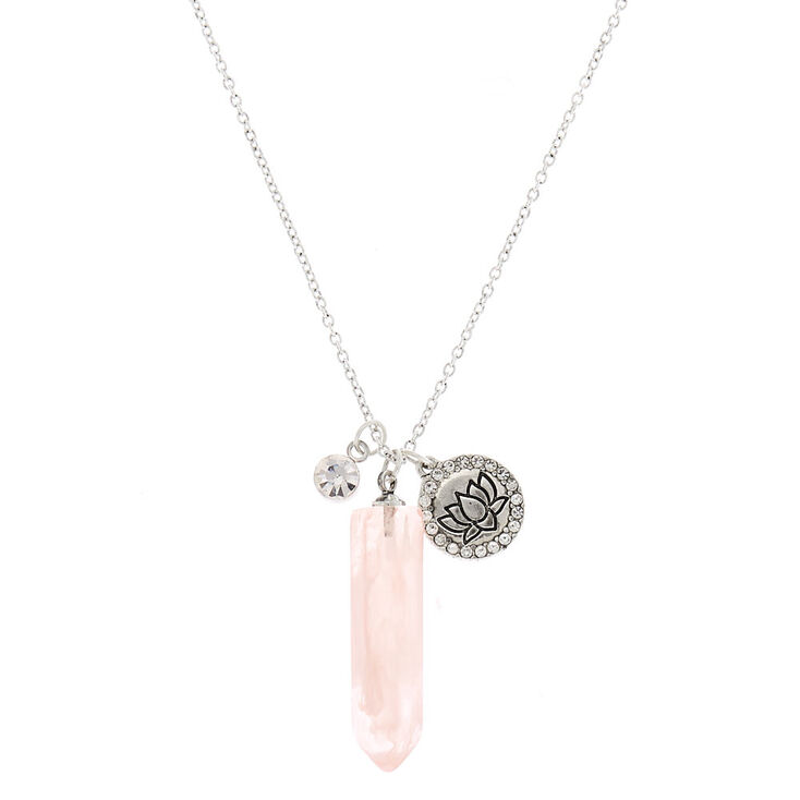 Healing Crystal & Star Pendant Necklace - Pink,