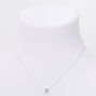 Silver Cubic Zirconia 6MM Single Rhinestone Pendant Necklace,