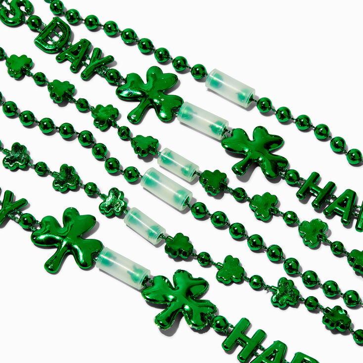 St. Patrick&#39;s Day Shamrocks Beaded Necklace Set - 6 Pack,