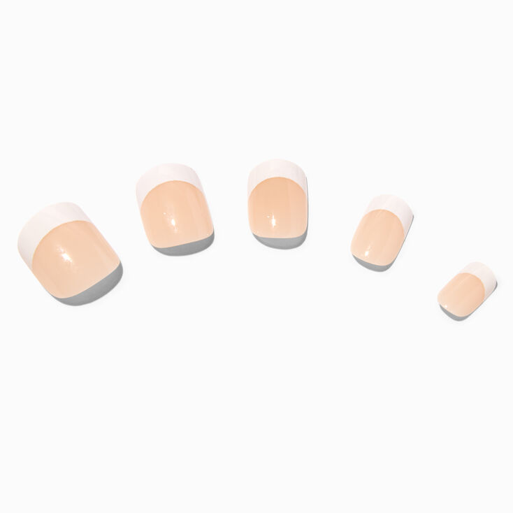 Beige French Square Vegan Faux Nail Set - 24 Pack,