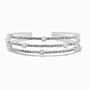 Silver-tone Rhinestone Triple-Row Cuff Bracelet,