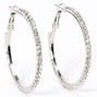 Silver Glass Rhinestone 40MM Hoop Earrings,