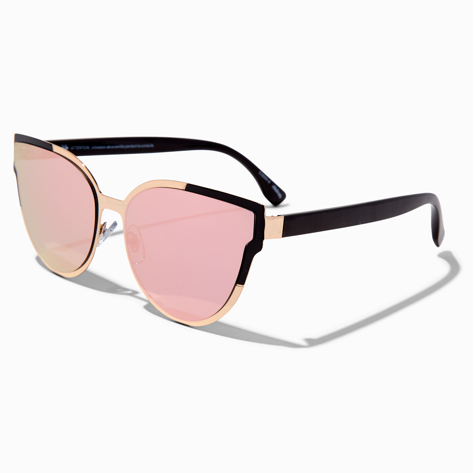 Rose Gold Black Frame Pink Lens Sunglasses Icing US