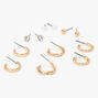 Gold Textured Earrings Set - 6 Pack,
