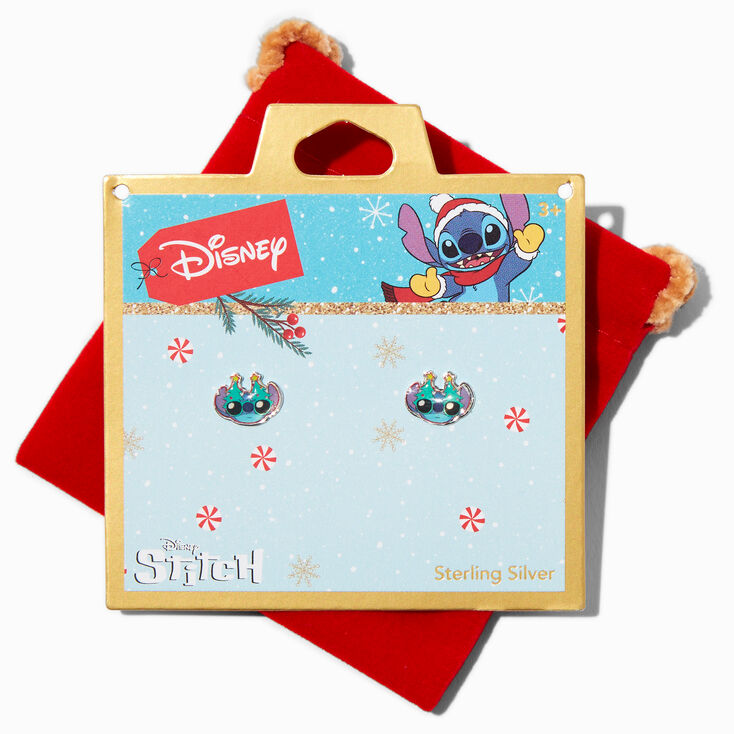 Disney Stitch Christmas Sterling Silver Stud Earrings,