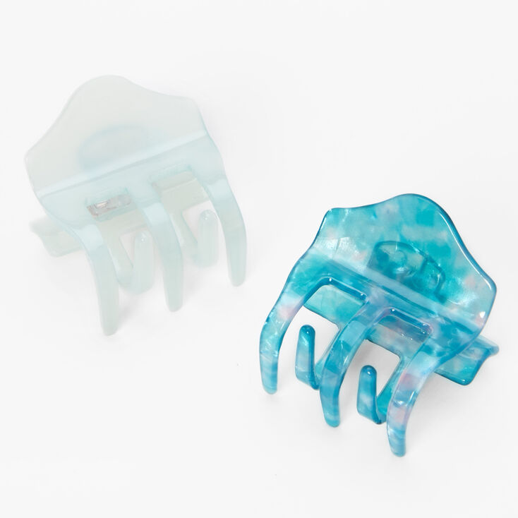 Small Aqua Frost &amp; Mottled Hair Claws - 2 Pack,