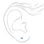 14kt White Gold 3mm March Light Sapphire Crystal Ear Piercing Kit with Ear Care Solution,
